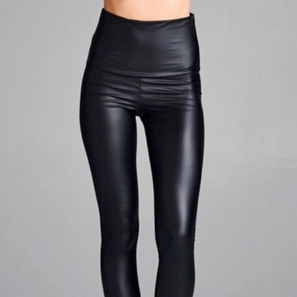 M Avail! High Waisted Vegan Leather Leggings - Picture 4 of 4